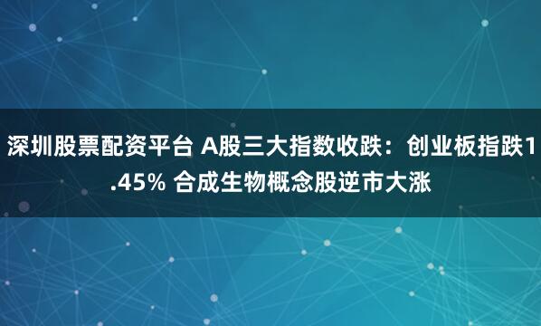 深圳股票配资平台 A股三大指数收跌：创业板指跌1.45% 合成生物概念股逆市大涨